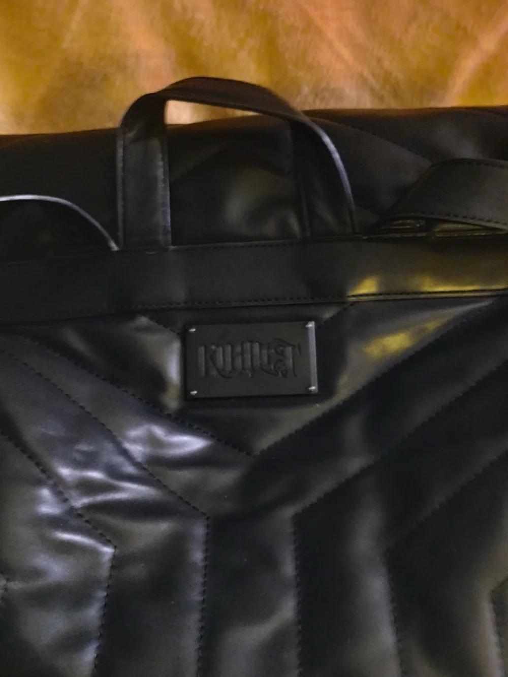 KIHLIST Black Quilted Bag - Black Vegan Leather.
